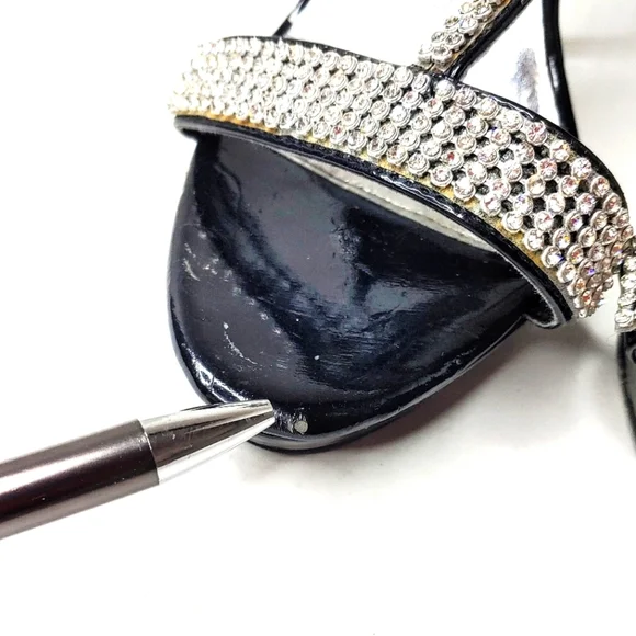 Marichi Mami black patent leather and rhinestone heels. 7M - Picture 8 of 14